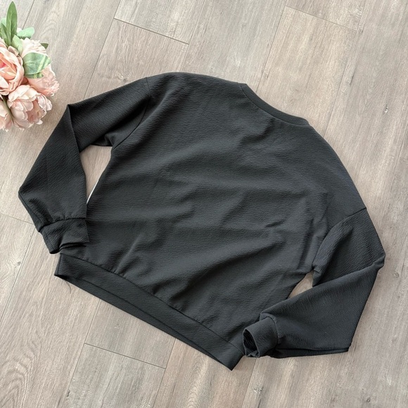 SHEIN Autumn Red & Black Houndstooth Stripe Crewneck Sweatshirt - Picture 3 of 5